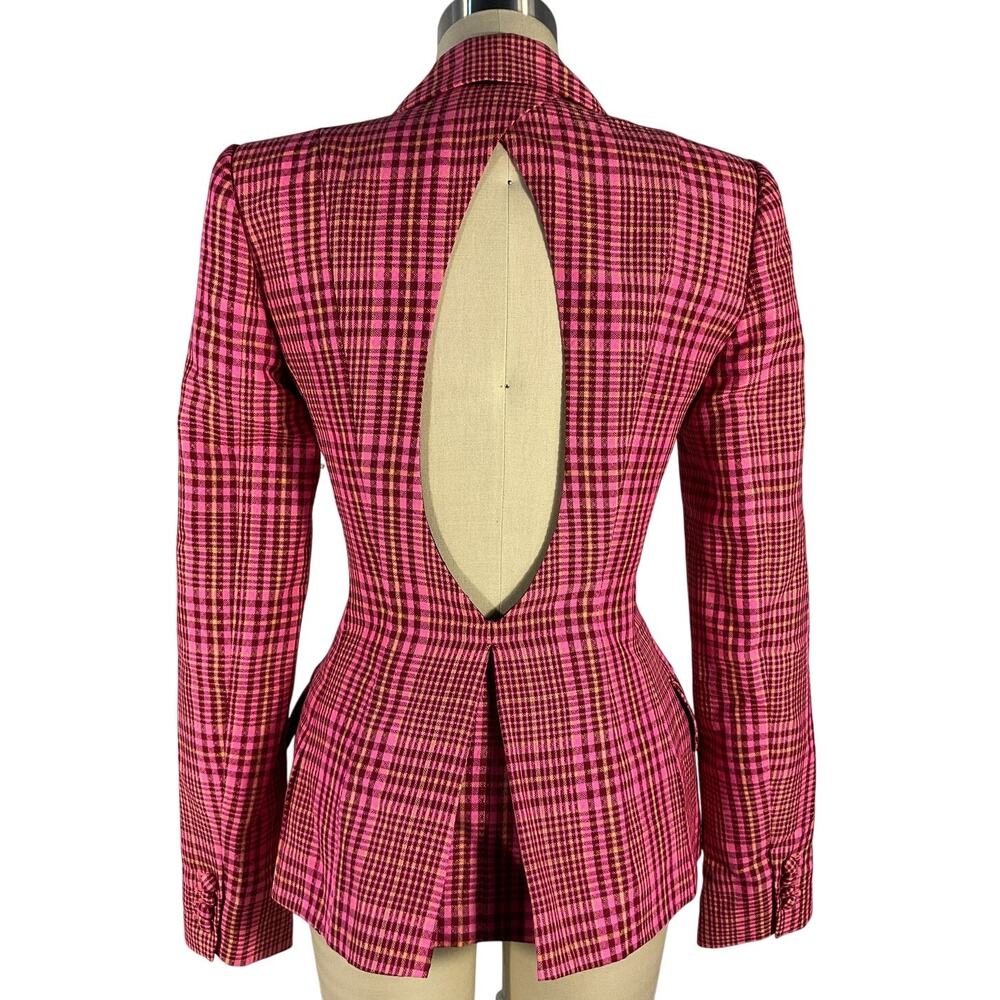 Area Tailored Pink Crystal Buckle Hourglass Blazer Size 2 - Picture 4 of 6